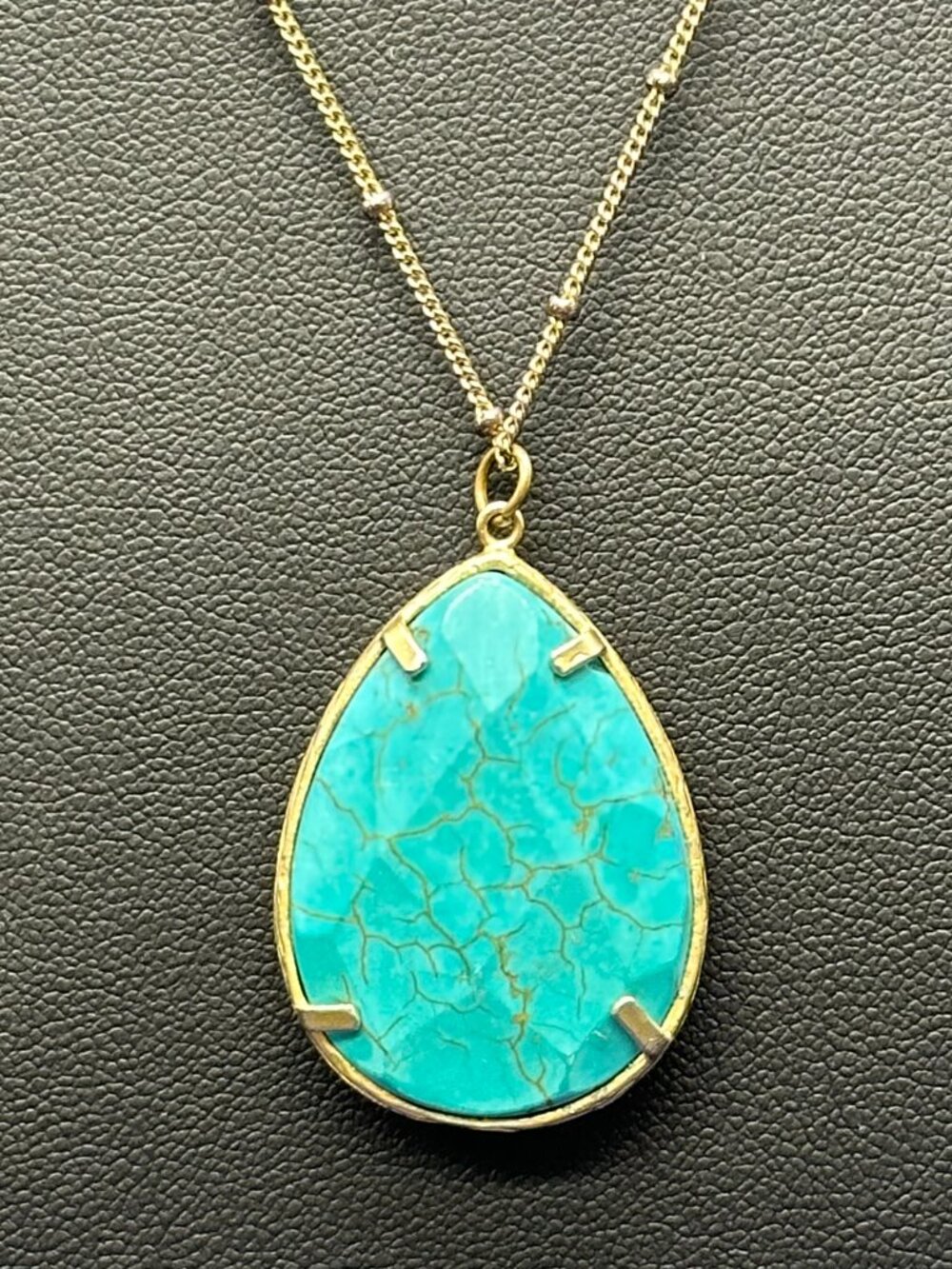 Turquoise Gold-Plated Bezel Pendant Necklace